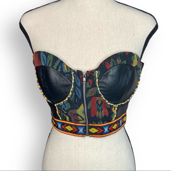 Freak Of Nature Zip Front Strapless Bralette Bustier Top Size 10 - Picture 1 of 5